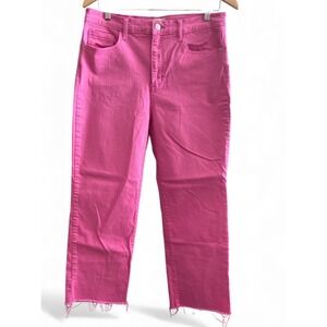 Altar State Pink High Rise Straight Leg Raw Hem Jeans Size 30
